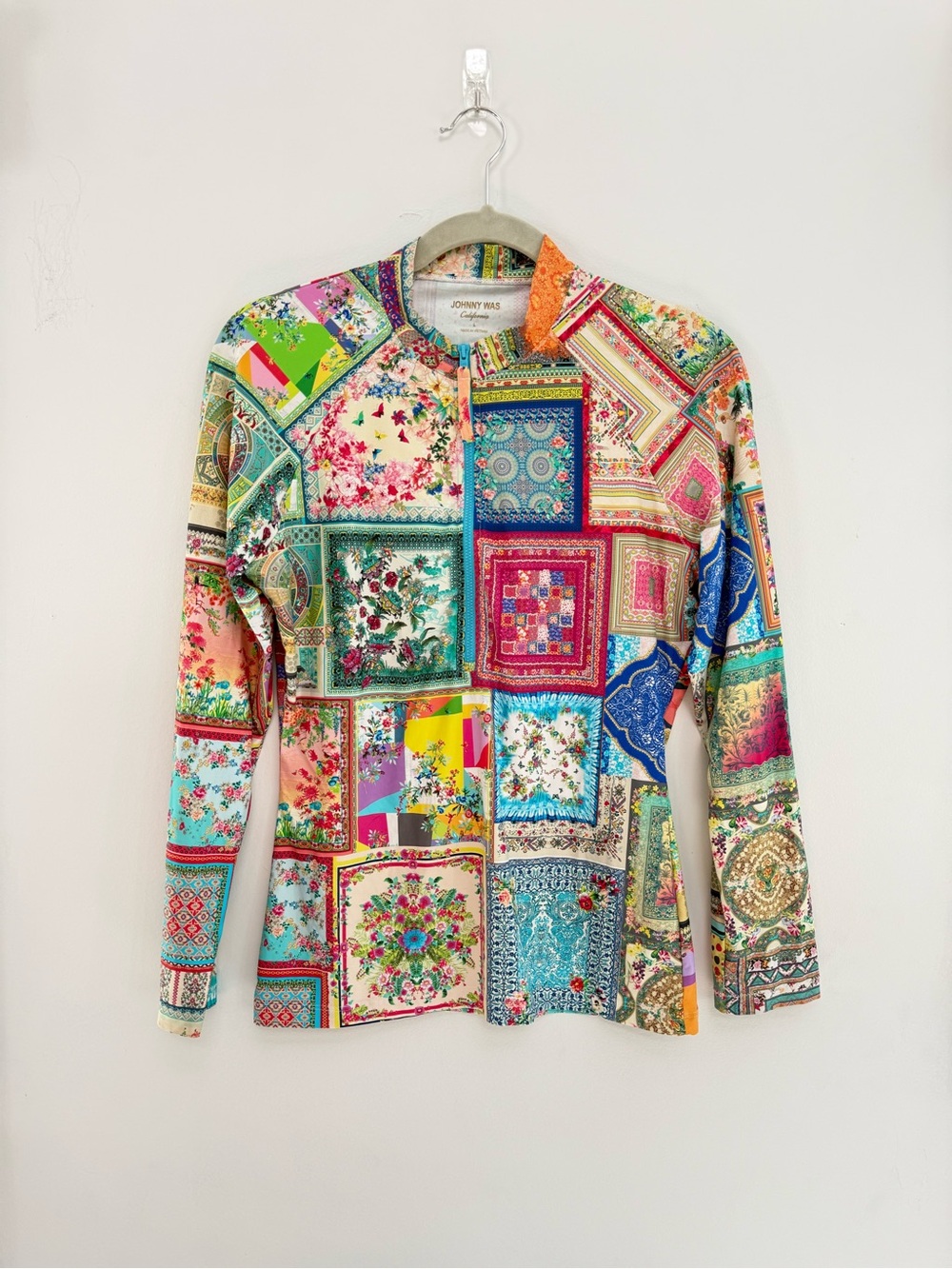 Johnny Was Annika Long-Sleeve Patchwork Surf Shirt